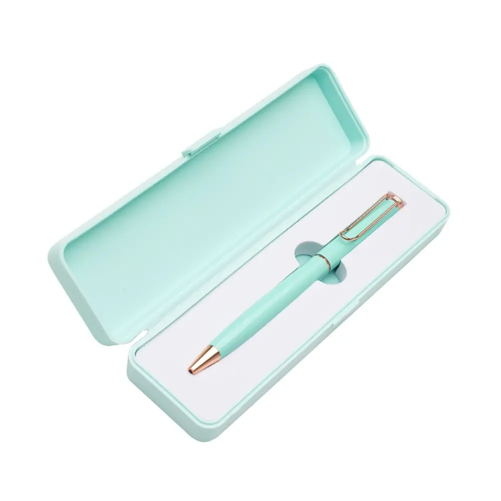 CANETA METAL C/ BOX DE PLÁSTICO